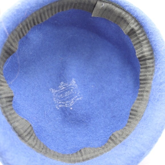 Vintage Wool Hat Blue Pillbox Hat Feather Melusse Church Hat main image 5